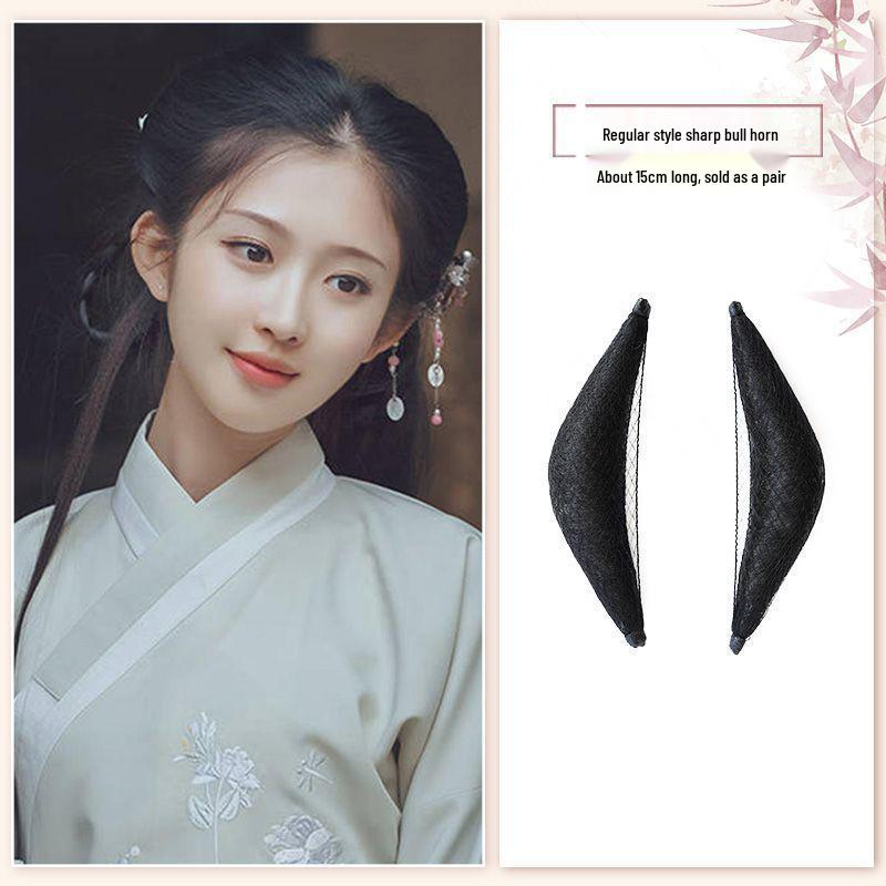 Tang Dynasty Wig Bag: Style-Ready Head-Covering with Side Ties, Hanfu-Inspired Round Hair Roller Pad.