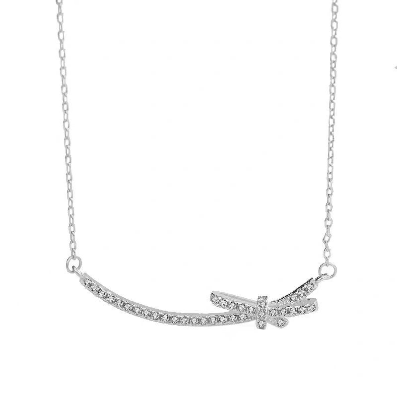 Design Bow Necklace Women'S High Sense Simple Versatile Zircon Pendant Exquisite Collarbone Chain
