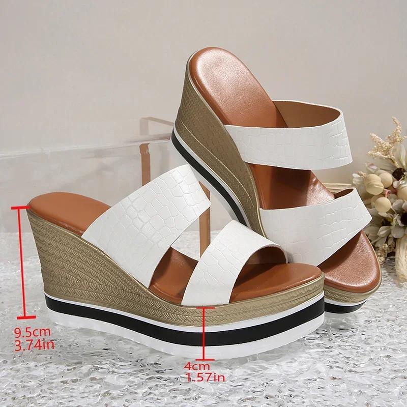 Fashion Summer Platform Sandals for Women Fashion Pu Leather Women Shoes Wedges High Heel Slippers Woman Light Plus Size Slides Sandles
