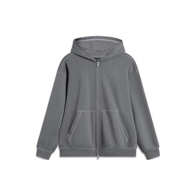 Li Ning CF Suo Solid Color Casual Sports Zip-Up Hoodie Loose Long Sleeve Jacket Unisex Jackets AWDU807-2