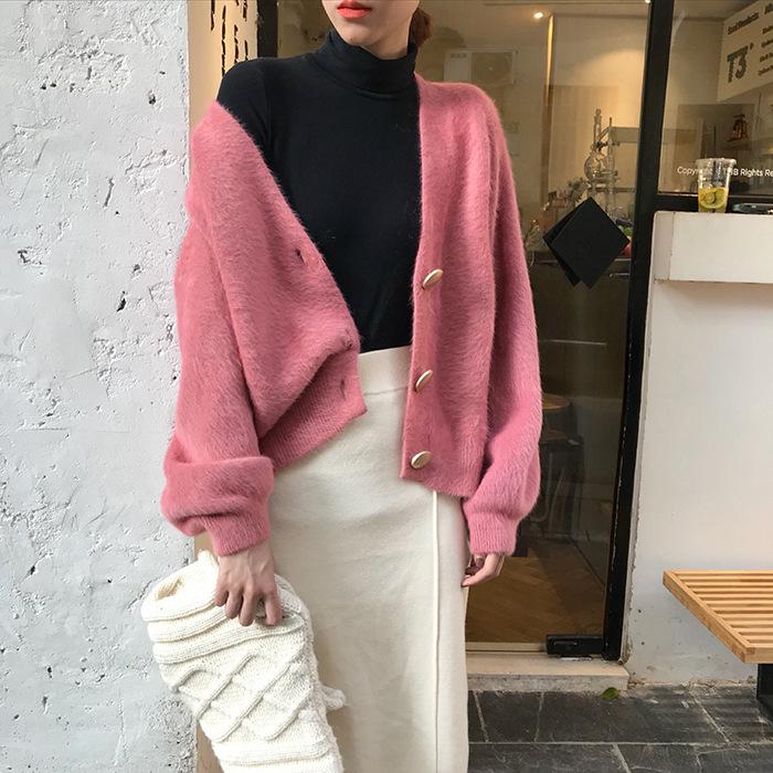 Women's Imitation Mink Fur Coat for Spring, Autumn and Winter Temperament Commuting Short Loose Korean-Style Knit Cardigan