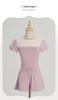 Adult Puff Sleeve Ballet & Gymnastics Body Shaping Suit - Short Sleeve Dancewear for Practice & Exams