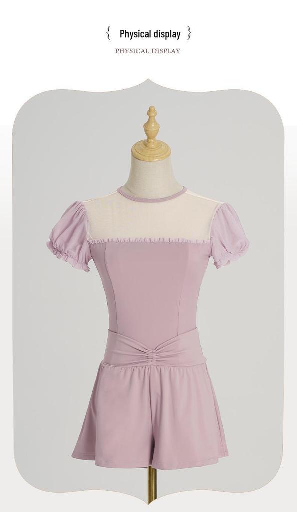 Adult Puff Sleeve Ballet & Gymnastics Body Shaping Suit - Short Sleeve Dancewear for Practice & Exams