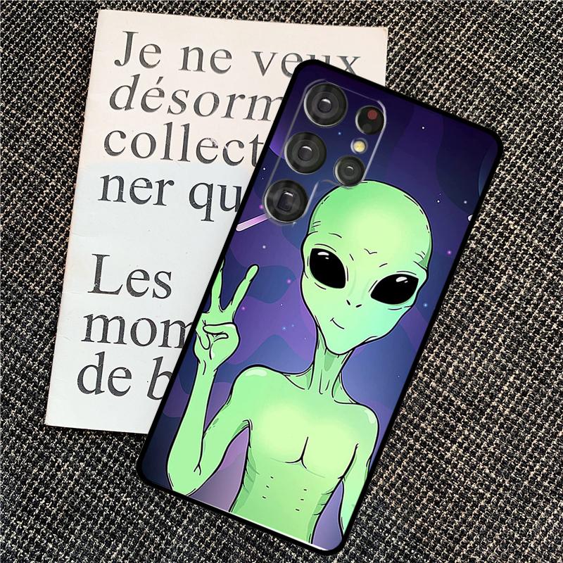 Aesthetics Cartoon Alien Space Case For Samsung Galaxy S25 S24 Ultra S20 S21 S22 S23 Ultra S9 S10 Plus S25 FE Back Cover