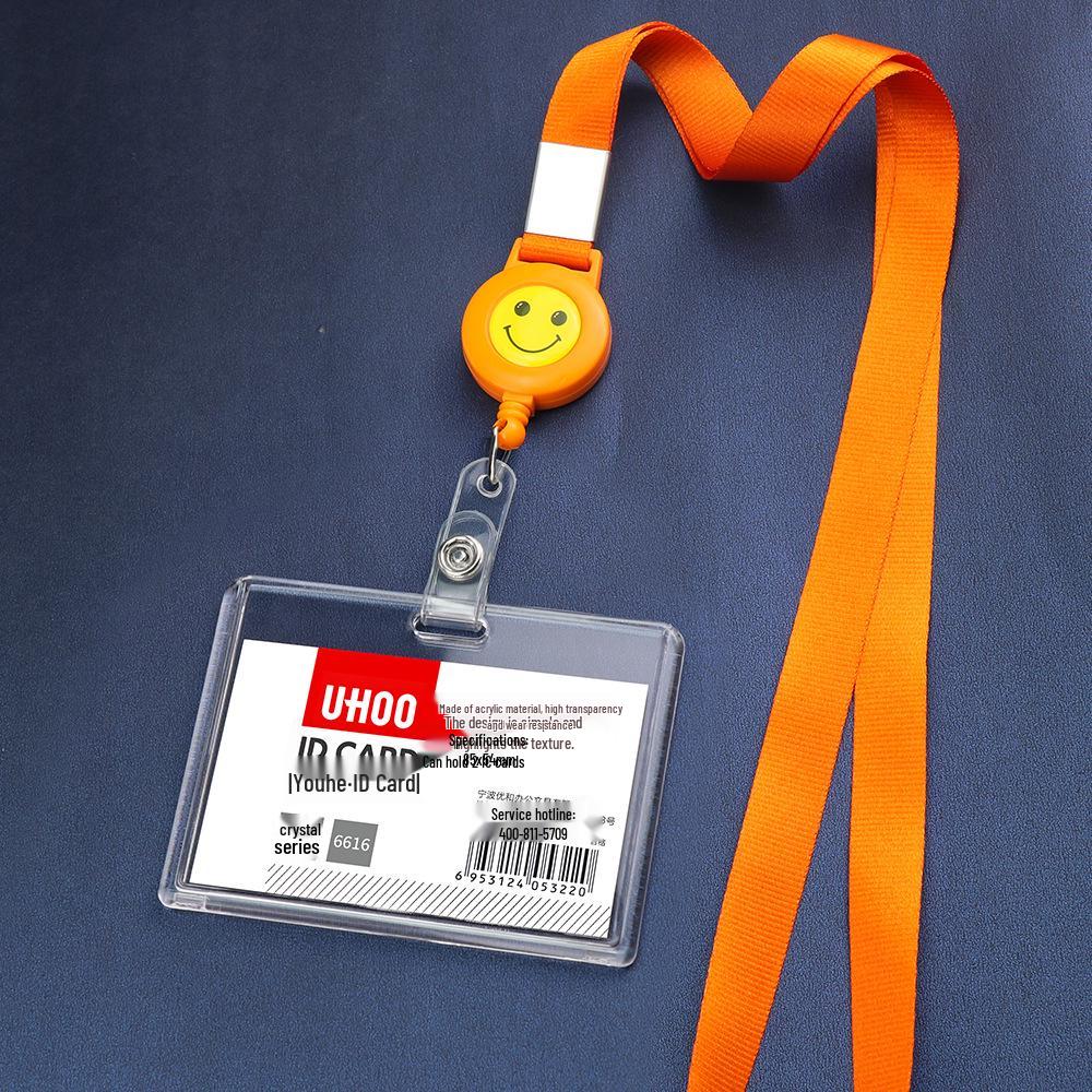 Acrylic Stretchable Badge Holder with Retractable Lanyard for Student or Employee ID Cards