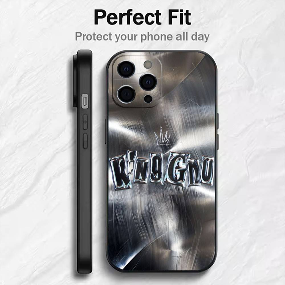 The Band K-King-G-Gnu Printed Phone Case For iPhone17,16,15,14,13,12 Plus,Max Soft Silicone Black Cover