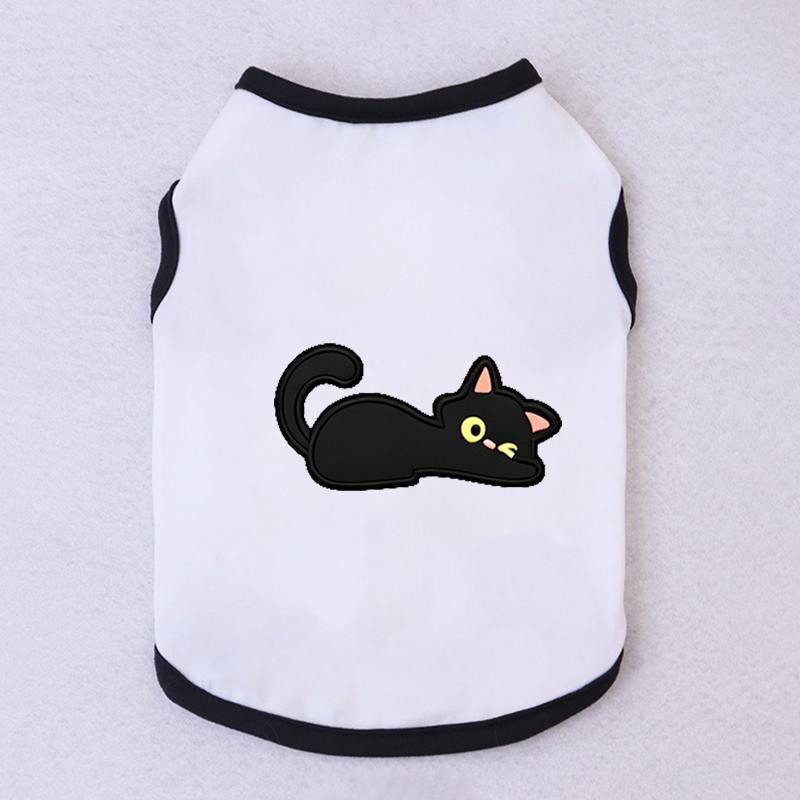 Halloween Pet Vest Cute Black Cat Cartoon Print Sleeveless Shirt Soft Breathable Costume For Kitten Puppy Party Daily Outfit