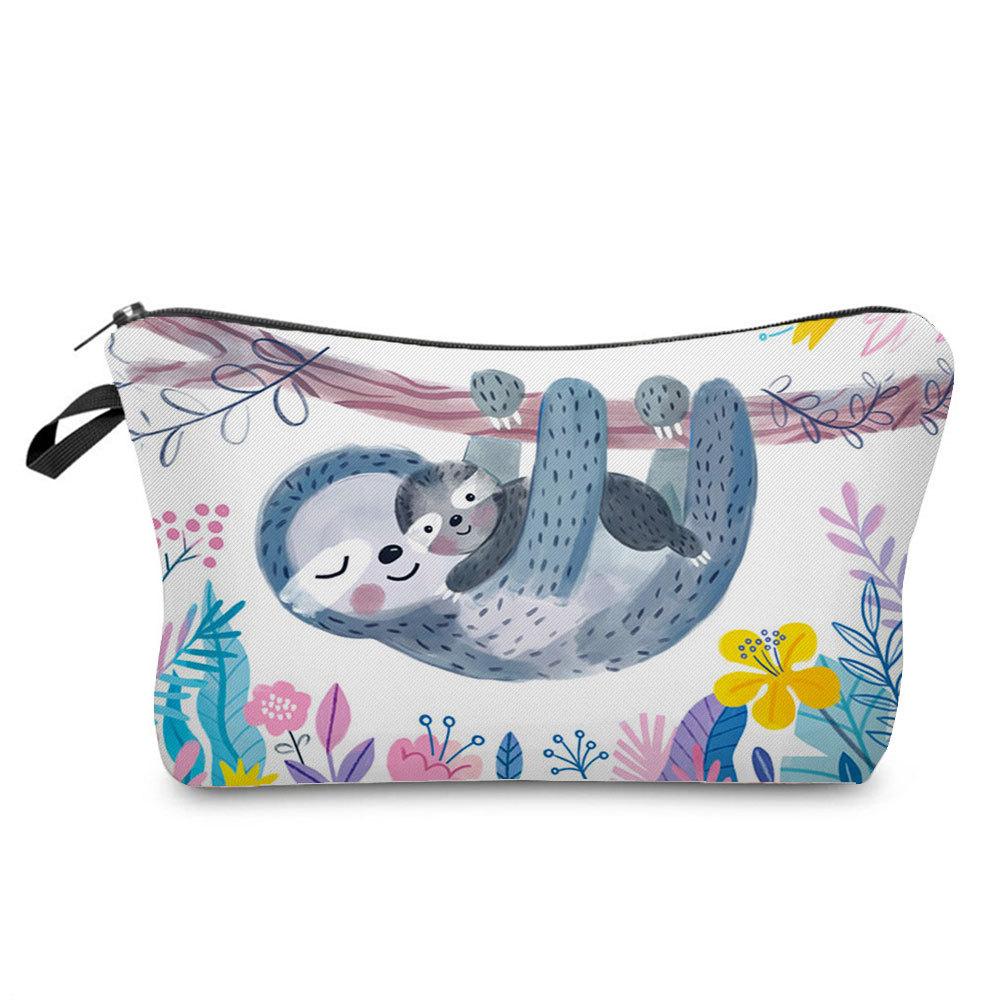 Women Sloth Print Cosmetic Bag Toiletries Organize Travel Storage Case 6403