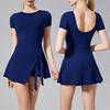 Yoga One-Piece Skirt Tight Back Fake Two-Piece Outdoor Fitness Anti-Light Sports Tennis Skirt