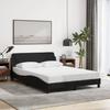 VidaXL Cadre de Lit avec Tête de Lit, Lit Rembourré avec Sommier à Lattes, Lit Simple avec Pied Chambre à Coucher, Noir 373147