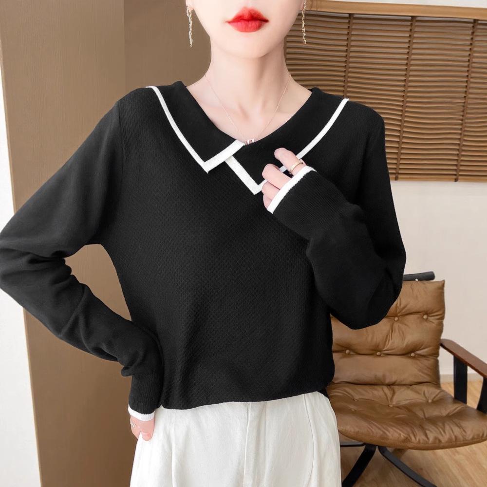 Women's Doll Collar Honeycomb Knit Sweater - Soft, Versatile, and Stylish Autumn/Winter Outerwear.