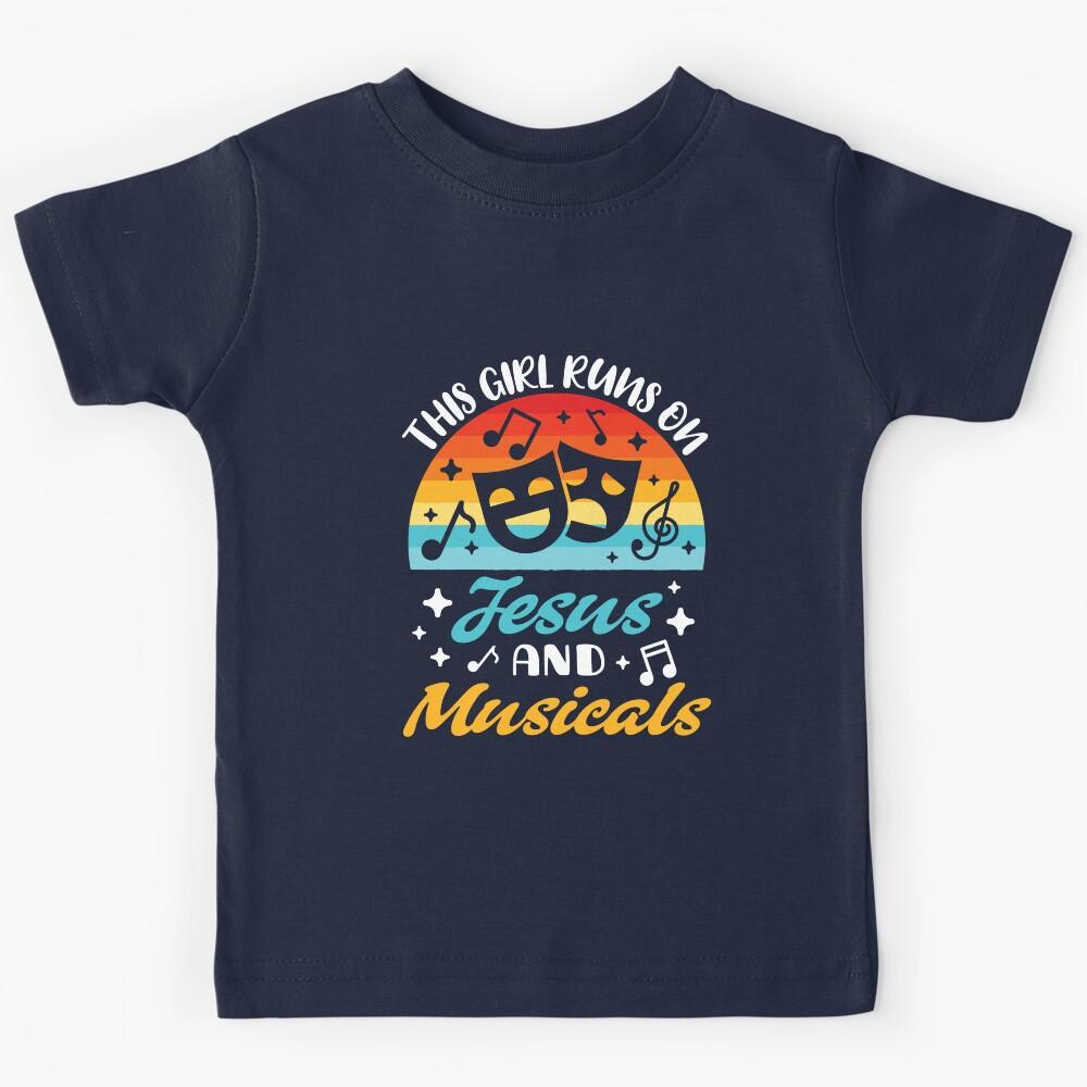 This Girl Runs on Jesus and Musicals Kids T-Shirt 170
