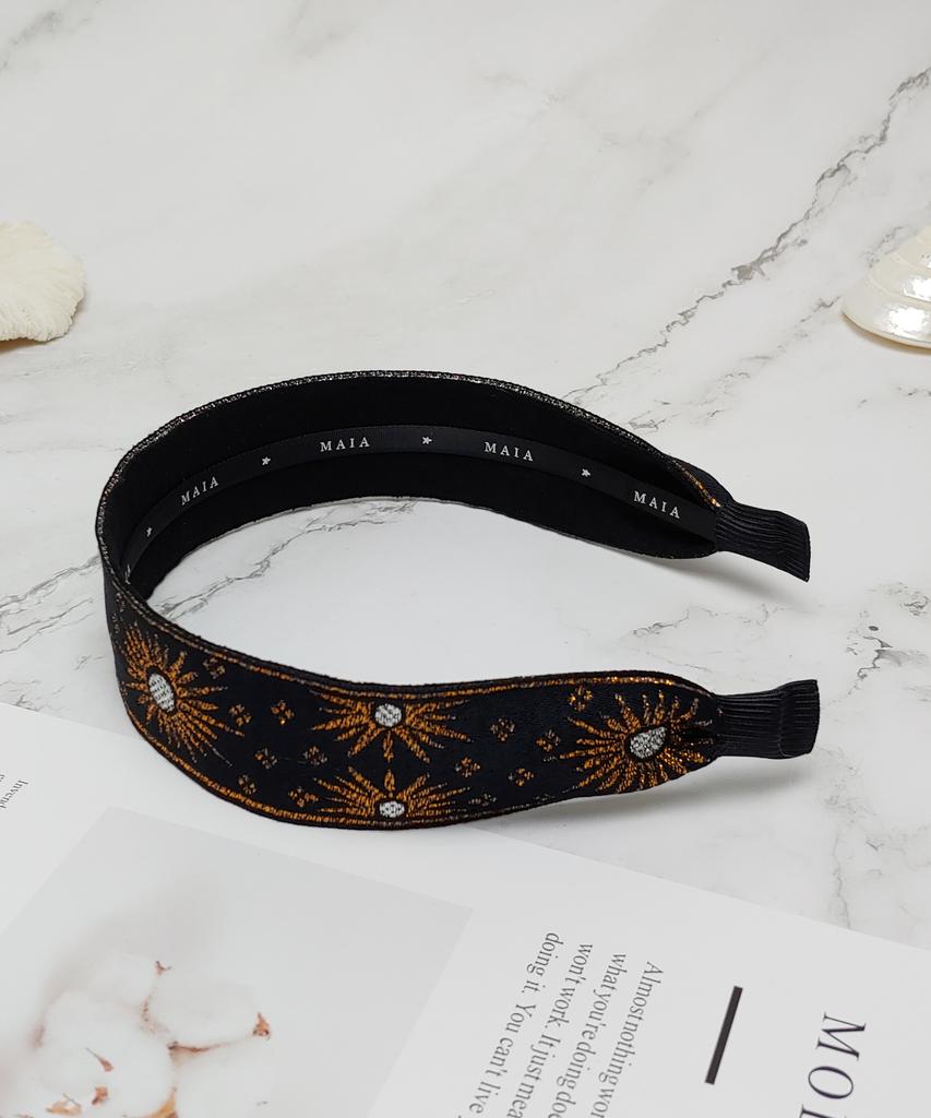 Maia Retro Pearl Headband - Brown