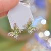 Butterfly Stud Earrings Olive Green Zircon Gemstone Ear Studs Butterfly Earrings Women Jewelry Gift for Birthdays Anniversaries