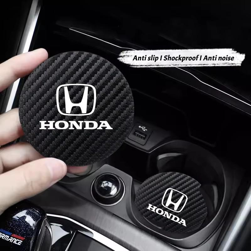 2Pcs Car Water Cup Pad Leather Sound Insulation Mat For Honda Civic Accord Crosstour Spirior Odyssey Avancier UR-V Sienna CR-Z