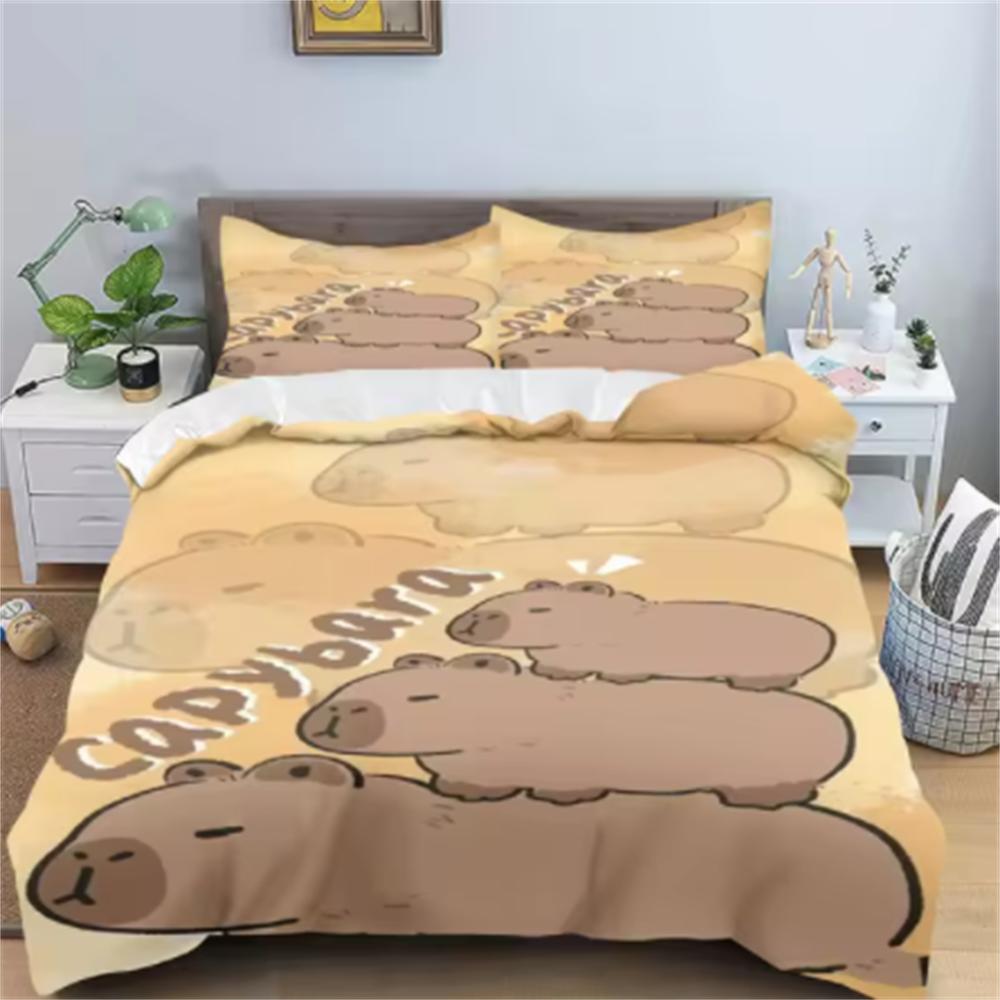 Capybaras Duvet Cover Anime Bedding Pillowcase Printed General Children And Adult Set Queen Size Reactive Printing Quilt