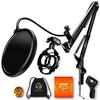 KTSOUL Microphone Stand, Microphone Arm, Pop Filter, Desktop, for Condenser Microphones, with Storage Bag, for Recording, Streaming, and Live