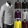 Stylish Men's Long Sleeve V-neck Knitted Cardigan Pullover Warmer Jumper Sweater Shirt Top For Casual Wear