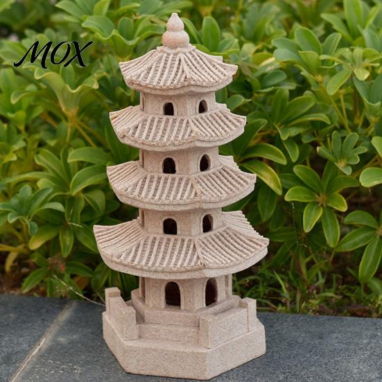 Escultura Decorativa de Arte para Césped, Pagoda Solar, Estatua de Jardín, Adorno Exterior de Resina de 3/4 Capas, Figura LED para Patio Trasero, Adorno Alimentado por Energía para Paisaje