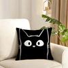 New Little Black Cat Cute Couple Cushion Cover Reversible Plush Pillow Cover Soft Fluffy Home Decor for Sofa Bedroom