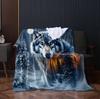 1PC Throw Contemporary Style Printed Power Wolfs Animals Flannel Blanket for Couch Bed Sofa Comfy Warm blankets Perfect Gifts