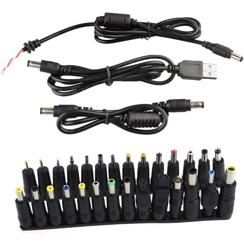 Versatile Laptop Power Connector Set 28-Piece Tip Adapters Kit Power Supply Plugs Adaptors with Cable for Various Models