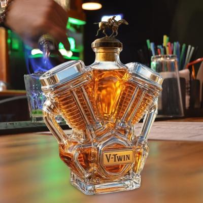 Fľaša na whisky Dekantér Motor Motocykla Ručne vyrobená Sklenená Fľaša Mechanická Estetika Nádoba na Alkohol pre Nadšencov Motocyklov