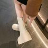 New 9cm PU Leather Chunky Platform Ankle Boots 2025 Women Back Zipper Thick Heeled Short Boots Woman Black Punk Boots Ladies