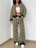 Stripe Explosion Autumn and Winter New European and American Women's Clothing Smudge Printing Suit Women