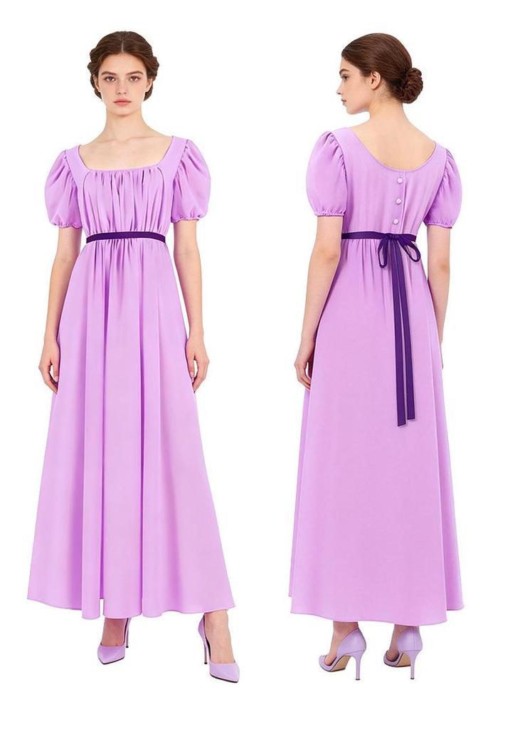 Bridgerton Regency Kleid: Hochtailliertes viktorianisches Kleid für Halloween & Teepartys