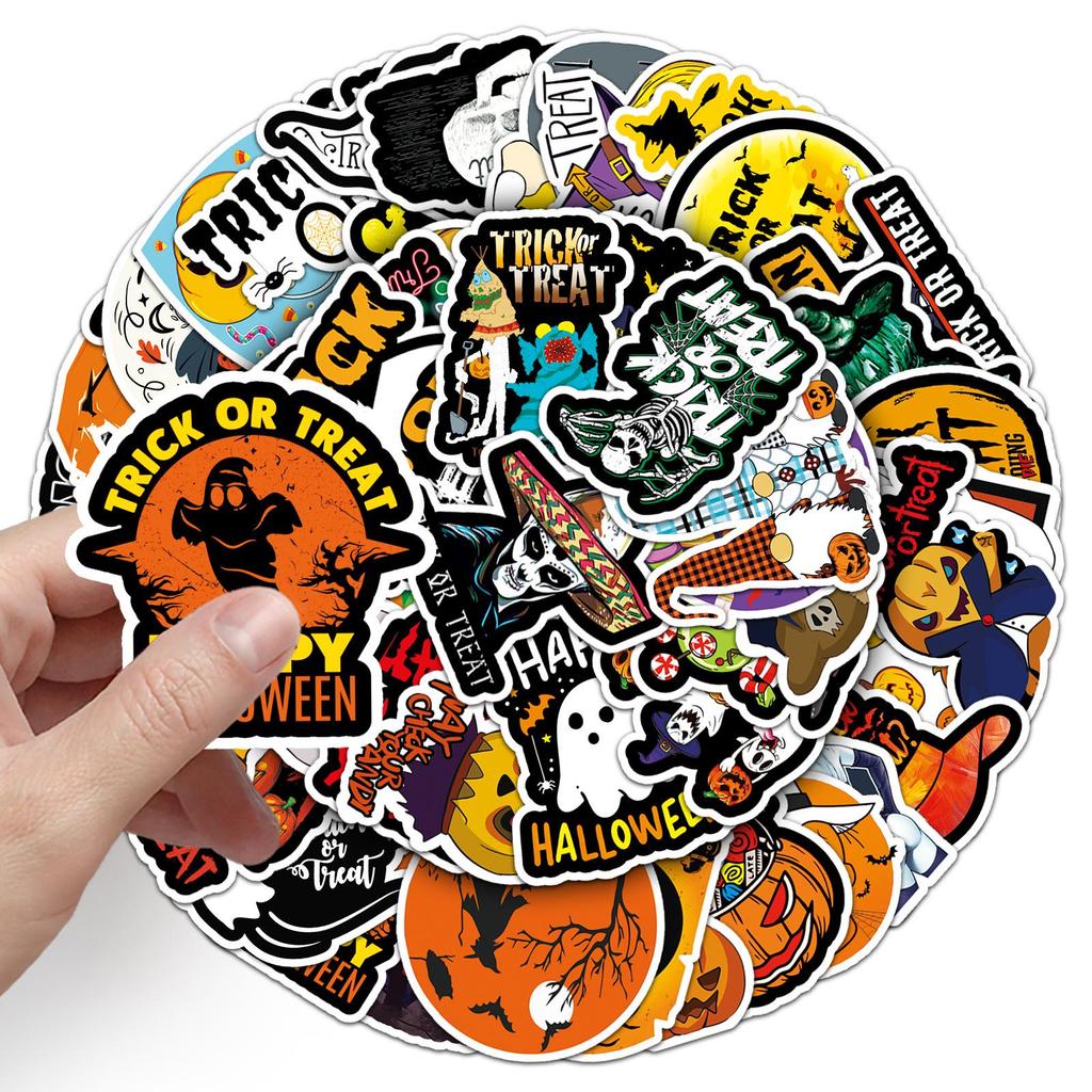50 Halloween Festival Graffiti Stickers for Suitcases, Laptops, Scooters, Refrigerators, and Cars.