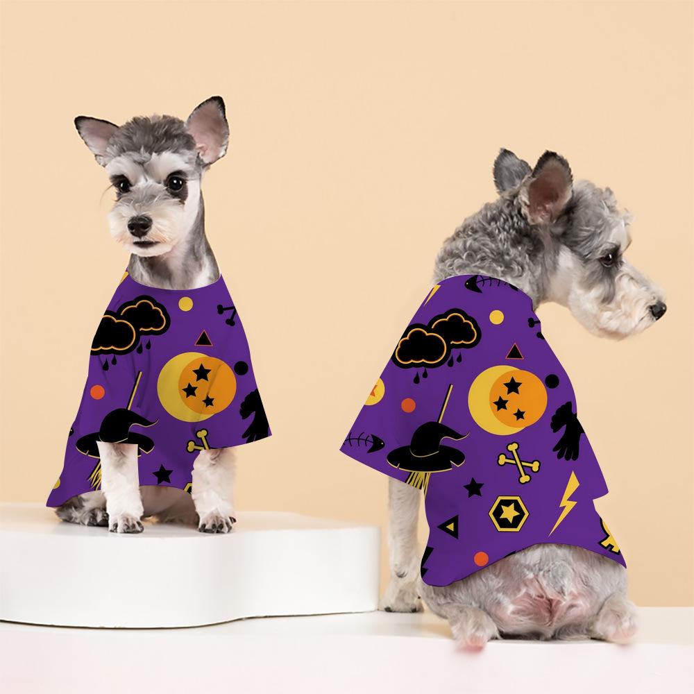 Cross-border Halloween Print Pet T-shirt for Small/Medium Dogs & Cats - Spring/Autumn Two-legged Casual Wear