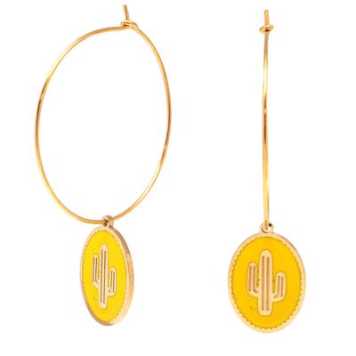[Q2466] - Designer Steel Creoles 'Cactus' Golden Yellow - 33 Mm - 18x14 Mm