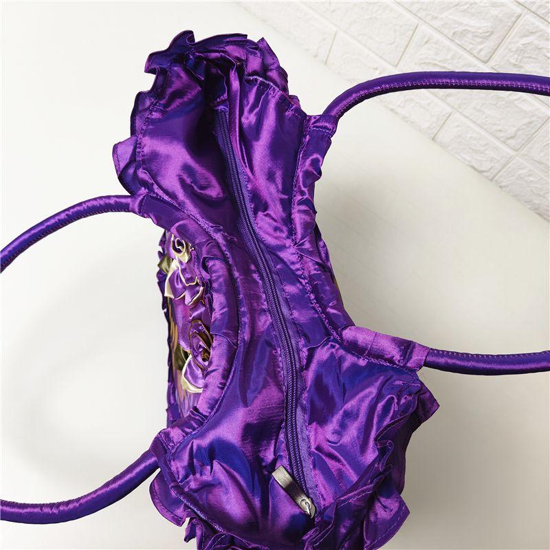 WTEMPO Duża pojemność pojedyncze torby na ramię damskie ręcznie robione torebki kwiatowe torby etniczne Hanfu torby z jedwabiu