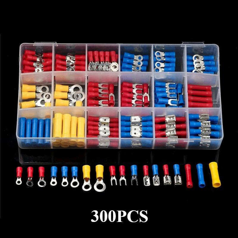 100/280/300/480PCS Insulated Cable Connector Wire Crimp Spatula Butt Ring Fork Kit Ring Lug Rolled Terminal Kit