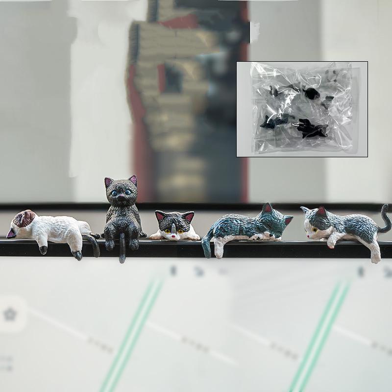 5Pcs Cute Kitten Decoration Creative Sleeping Cat Doll Home Ornaments Toy Cat Car Interior Landscape Decoration Adorable Gifts
