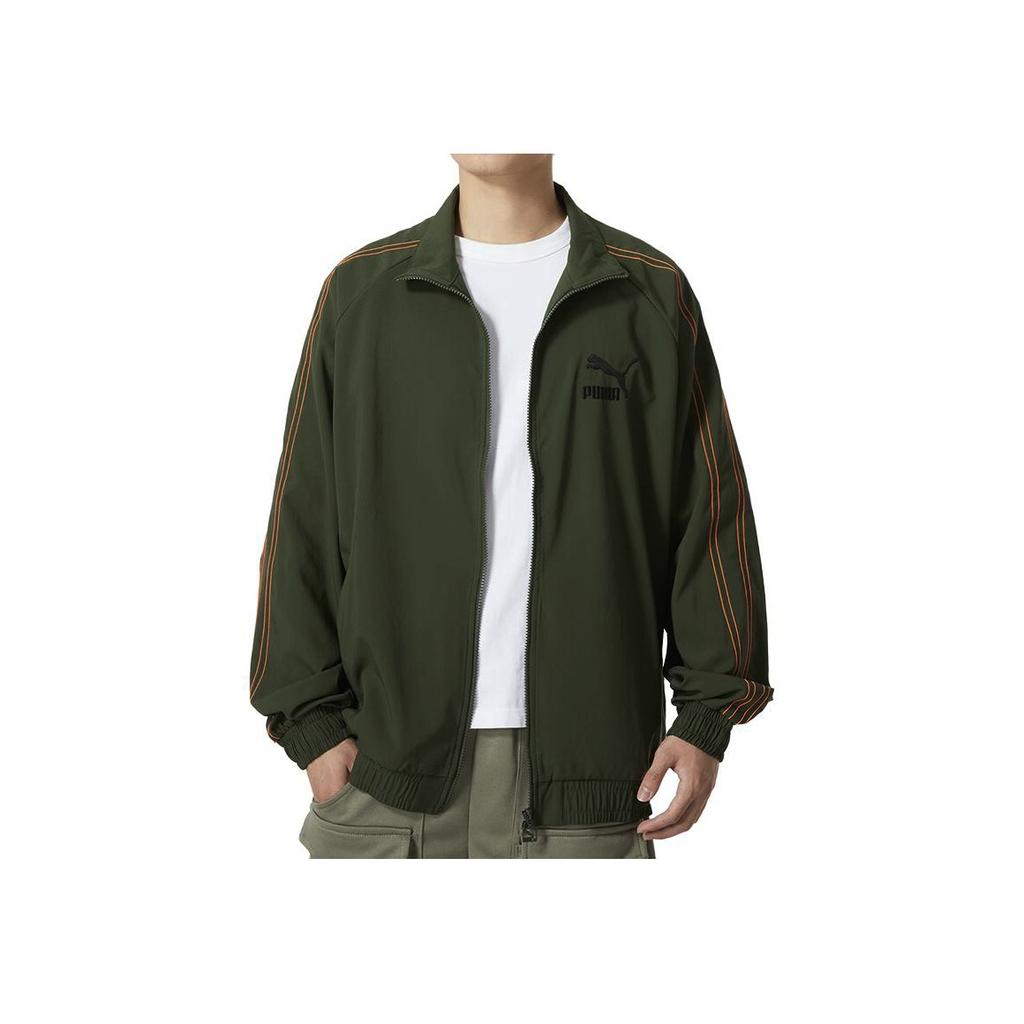 Puma Striped Breathable Casual Jacket Men Jackets Green 623023-31