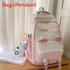 Unisex Nylon Bow Travel Backpack With Color Block Pattern And Compartment Laptop