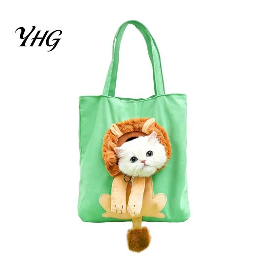 Plush Lion Cat Carrying Bag Pet with Head Hole, Rabbit Pig Travel Gear Tote, Breathable Canvas Single Shoulder Pouch for Small Cats and Dogs