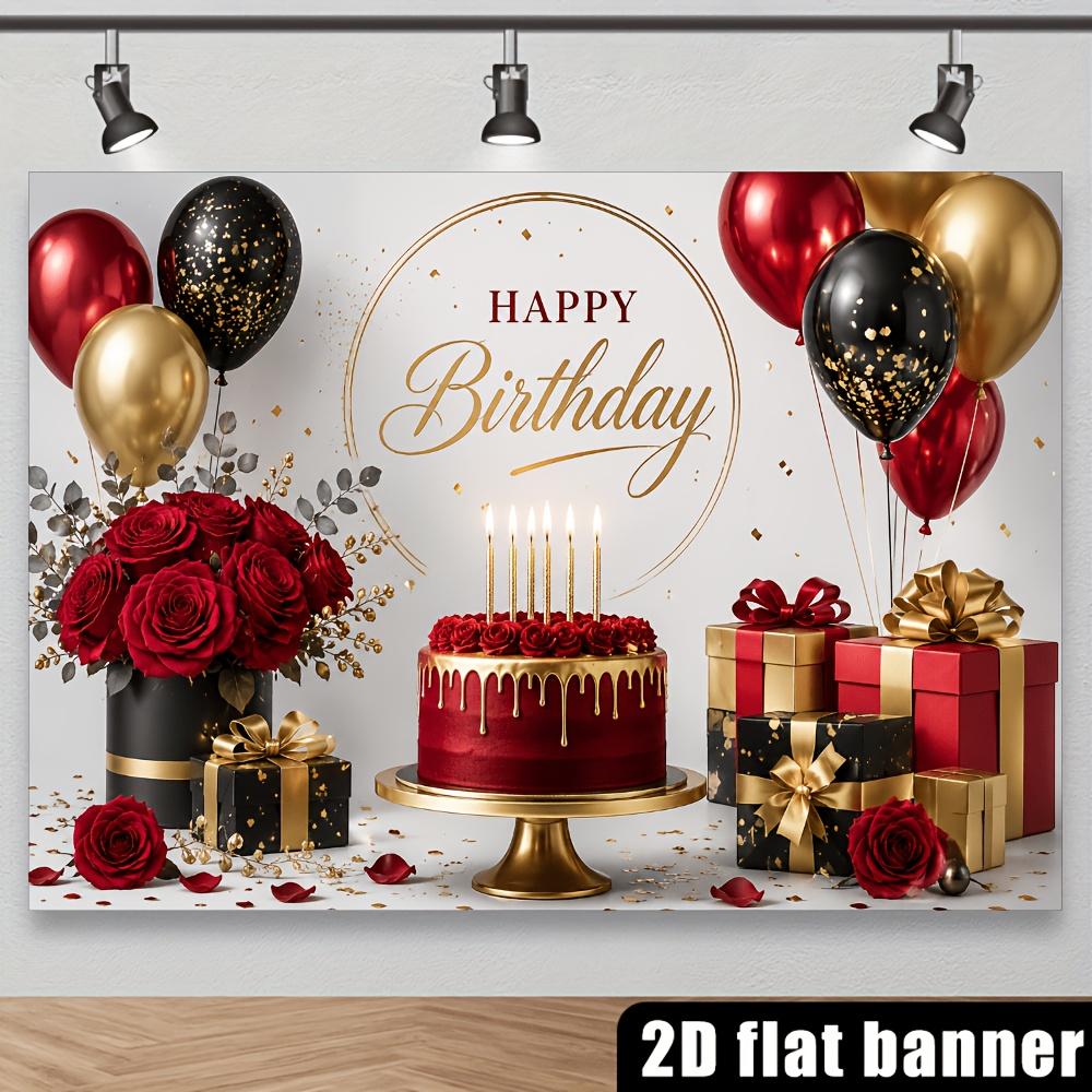 1 Stück Rote Goldene Luxus Geburtstag Rosen Dekoration Hintergrund Kulisse Für Fotostudio Foto Booth Party