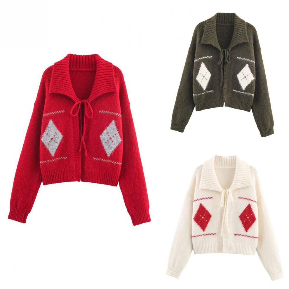 European and American Style, New Women's Clothing, Fashionable, Versatile, Cross-border Foreign Trade Jacquard Strap Knitted Cardigan