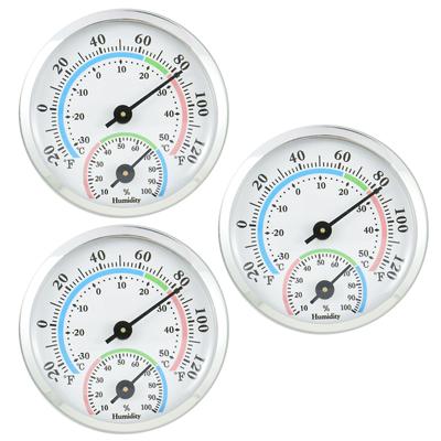 3Pcs Indoor 2 In 1 Analog Thermometer Hygrometer Aluminum Temperature Humidity Monitor Gauge Lightweight for Office Kitchen