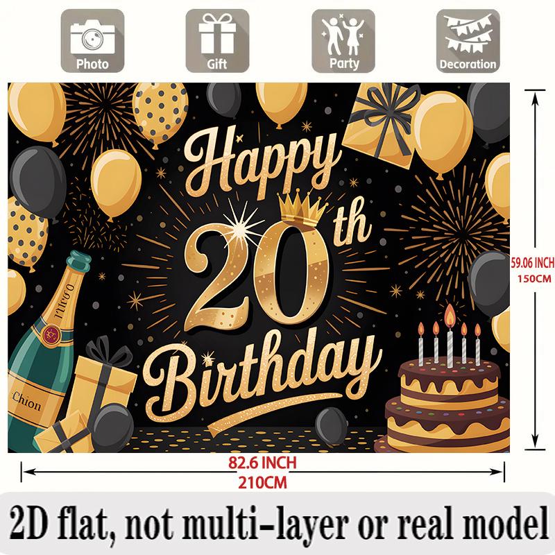 Party Backdrop 20Th Birthday Flat Number Hanging Numbered Years Photo Booth Decor Birthday Party Decor