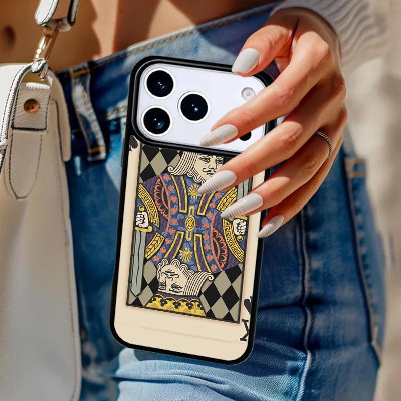 King Of Diamonds Playing Cards Phone Case For iPhone 17 Air 14 15 13 12 Max Cover For Apple 14 15 16 16e 11 Pro Max Plus