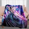 1PC Custom Name Cyberpunk Neon Dreams flannel blanket versatile, all-season throw suitable for the living room, bedroom, camping, travel, and gift