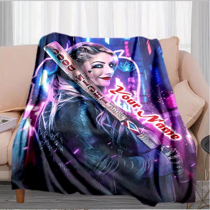 1PC Custom Name Cyberpunk Neon Dreams flannel blanket versatile, all-season throw suitable for the living room, bedroom, camping, travel, and gift