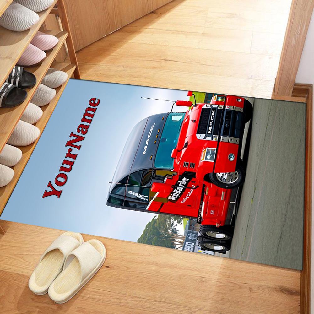 Kw Heavy Trucks Customize Your Name Area Rug Suitable for Foyer Kitchen Balcony Playrooms Antislip Carpet Office Home Decor Spiritual Gift