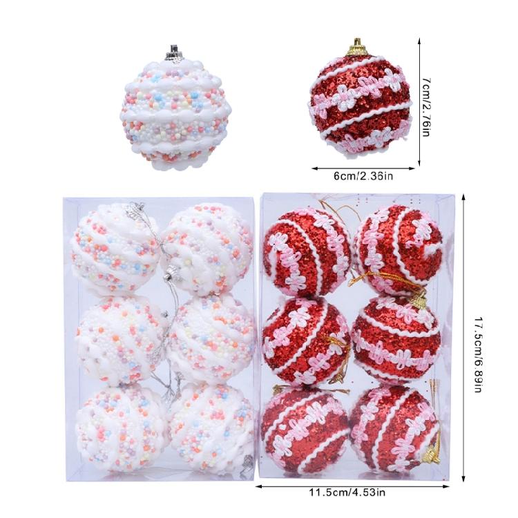 Holiday Party Foam Ornaments with 6cm Colorful Specks Lightweight Christmas Tree Decoration for Home Commercial Use