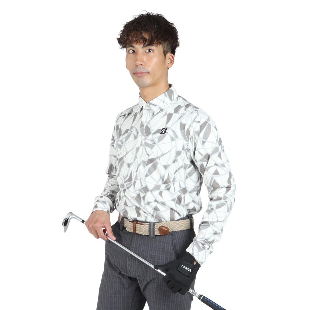 BRIDGESTONE Golf Modern Long Sleeve Collared Shirt DGM08F Men's White