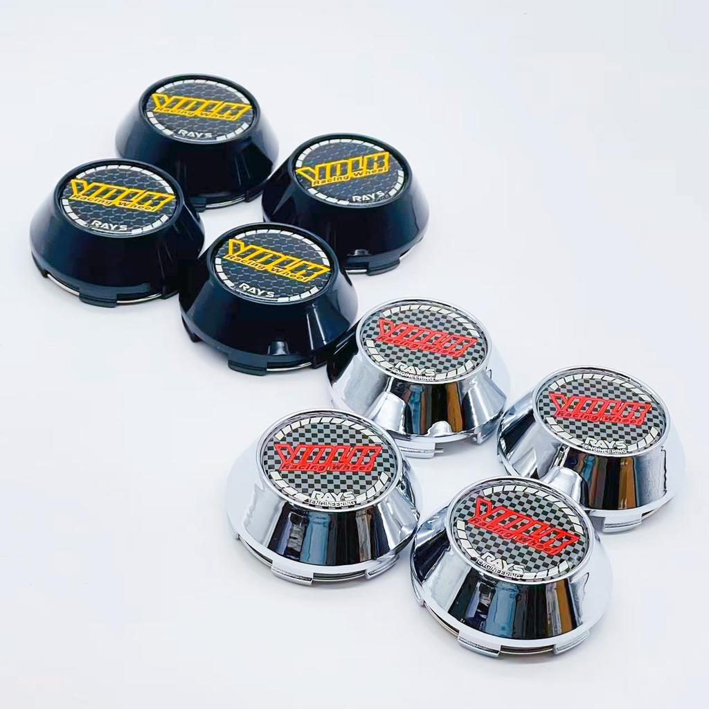 4PCS JDM Sport Rim Cap Clip 60mm 64mm 65mm 68mm 69mm VOLK RAYS Emblem Sticker Wheel Center Hub Caps Car Cover Cap Black & Silver